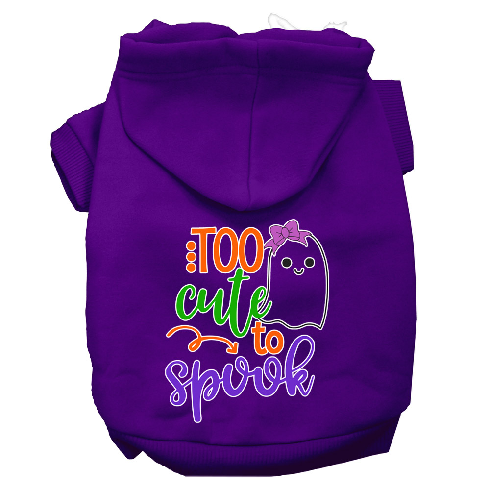 Too Cute to Spook-Girly Ghost Screen Print Dog Hoodie Purple L